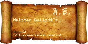 Meltzer Belizár névjegykártya